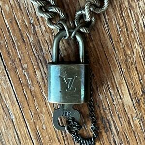 Necklace LV Louis Vuitton lock padlock Handmade assemblage piece DARK LOCK